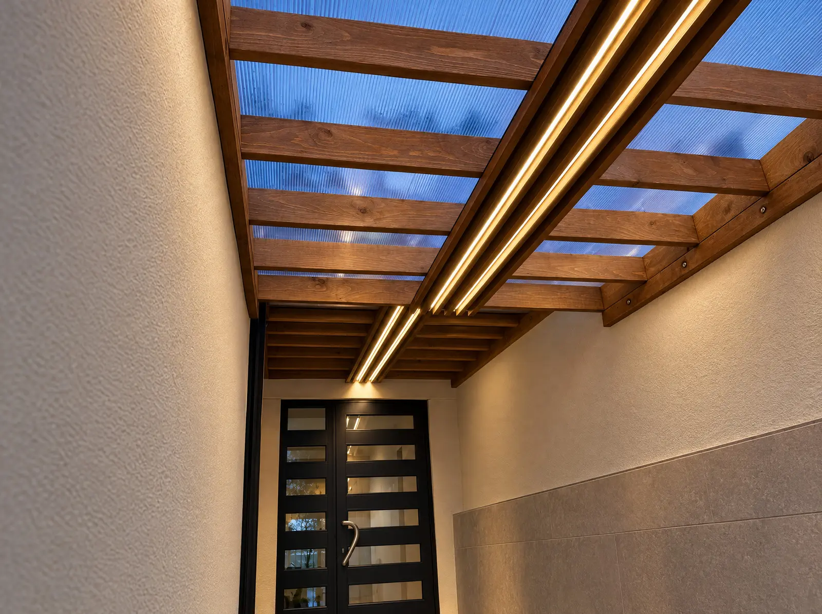 Pasillo cubierto con luz