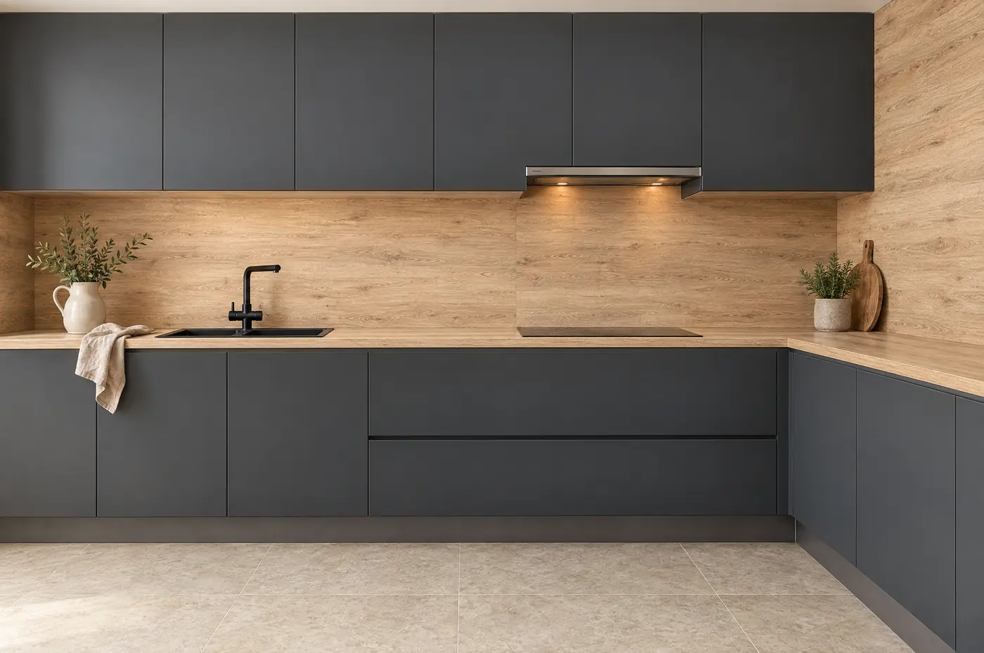 Cocina antracita y roble · imagen de proyecto